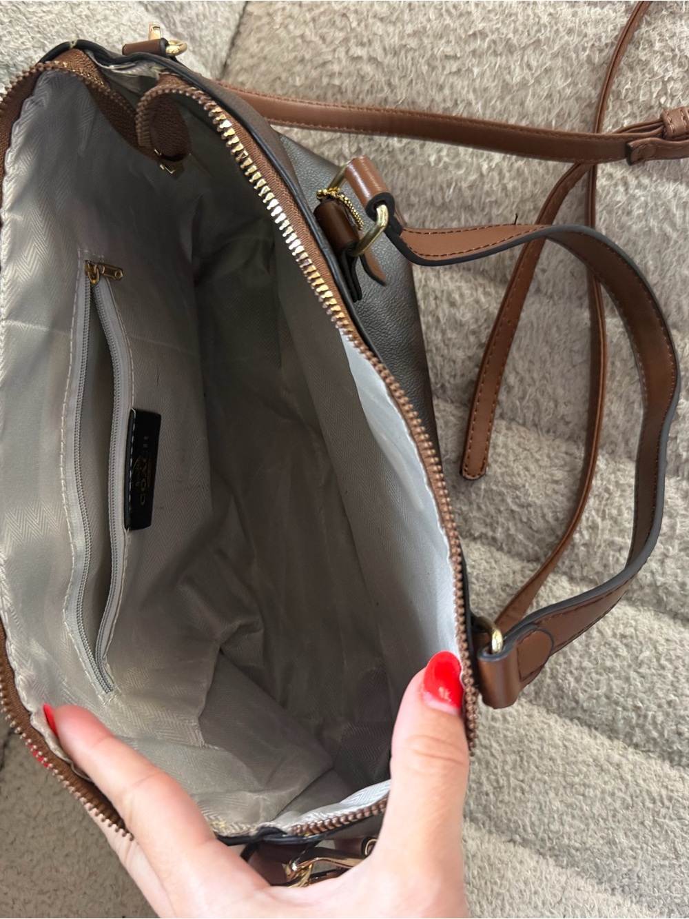 Coach Brown Signature Canvas Shoulder Bag with Tan Leather Trim - Picture 2 of 2